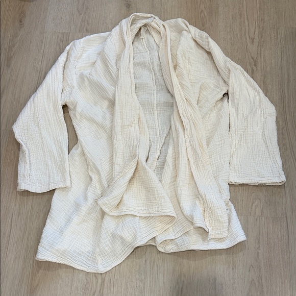 Cotton Flower S/M Lightweight Gauze Open Cardigan - Cream - Picture 2 of 6